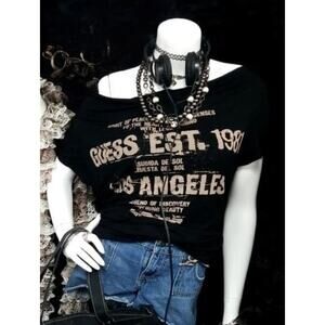 Guess Women’s Graphic Ruched T-Shirt – Size XL